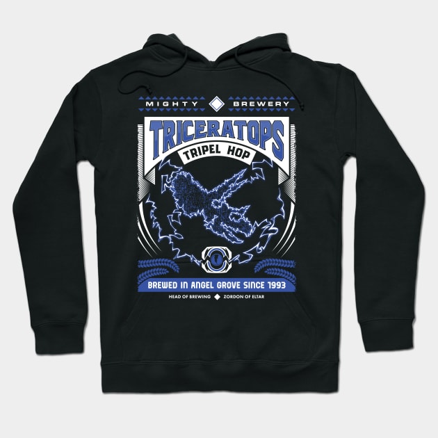 Mighty Brews - Blue Triceratops Hoodie by DCLawrenceUK